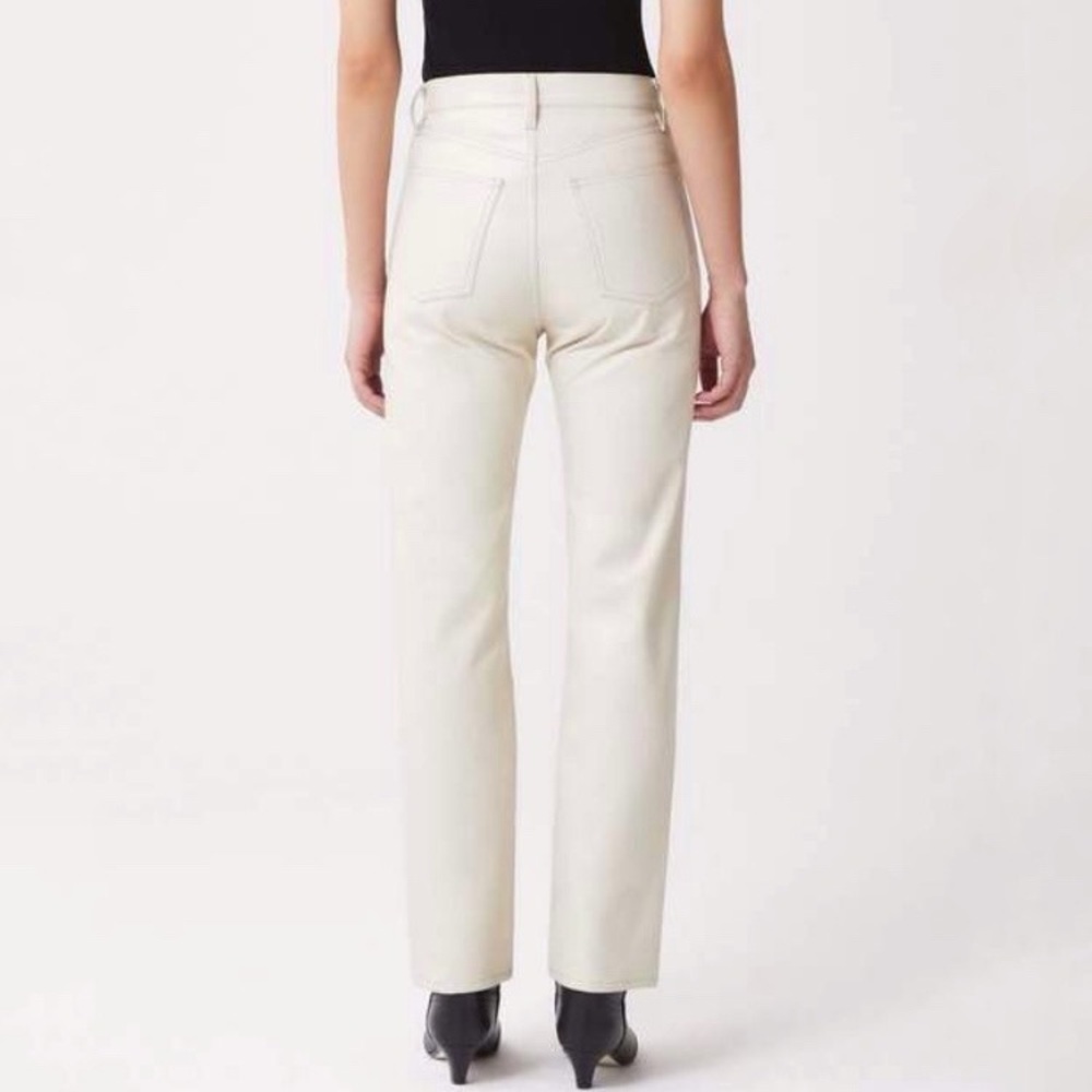 Agolde Leather ‘90s Pinch Waist Jeans Size 25 Powder High Rise Straight Leg Pant - Picture 2 of 11